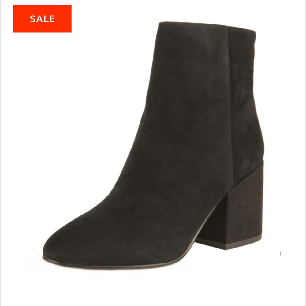SAME EDELMAN Taye Black Suede Block Heel Booties